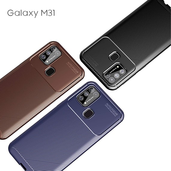 Samsung Galaxy M31 Kılıf CaseUp Fiber Design Lacivert 5